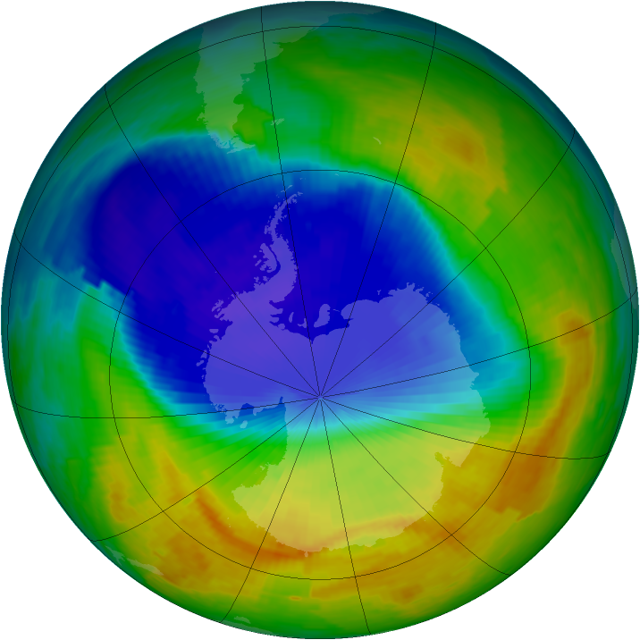 Antarctic ozone map for 09 November 1994